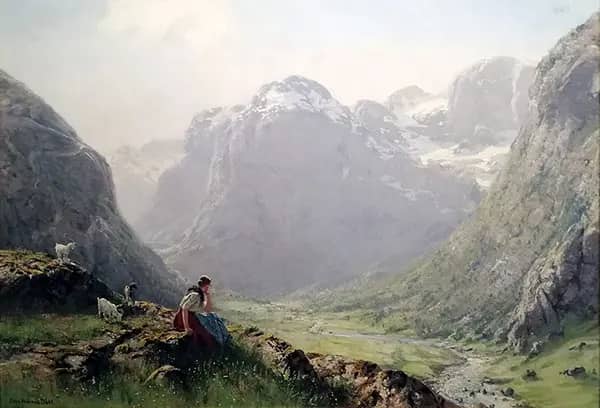 On the Mountaintop by Hans Dahl | Oil Painting Reproduction