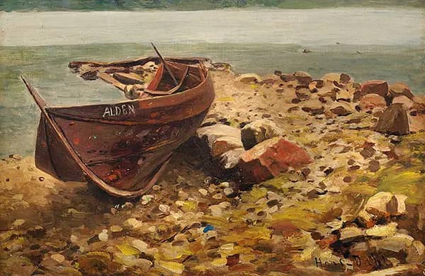 Self on the Beach by Hans Dahl | Oil Painting Reproduction