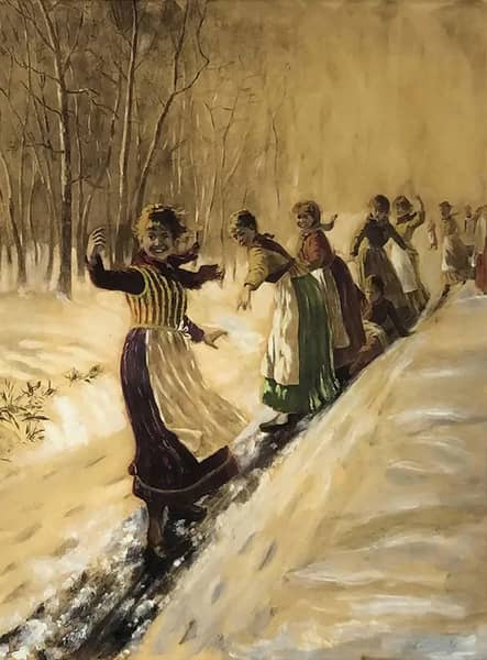 Skaters by Hans Dahl | Oil Painting Reproduction