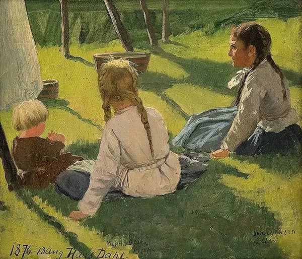 Study of Children 1876 by Hans Dahl | Oil Painting Reproduction