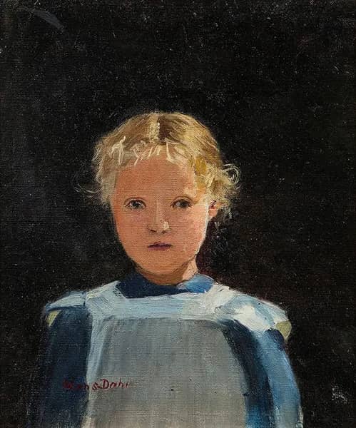 Study of Little Girl by Hans Dahl | Oil Painting Reproduction
