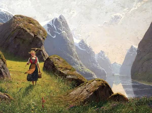 Summer in the Norwegian Fjord by Hans Dahl | Oil Painting Reproduction
