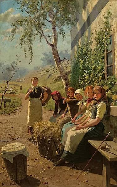The Village Girls by Hans Dahl | Oil Painting Reproduction