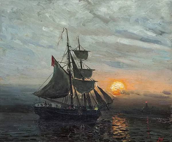 Evening Sunset by Frithjof Smith-Hald | Oil Painting Reproduction