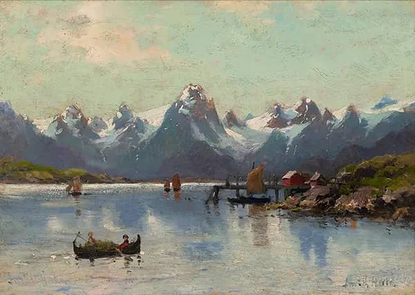 Fjord Landscape by Frithjof Smith-Hald | Oil Painting Reproduction