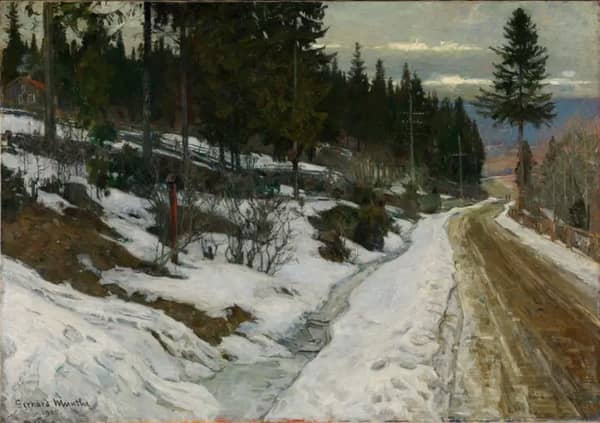 Winter in Nittedal 1905 by Gerhard Munthe | Oil Painting Reproduction