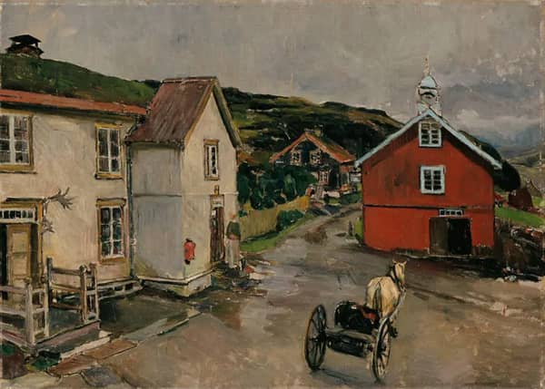 The Yard at Kongsvoll by Gerhard Munthe | Oil Painting Reproduction