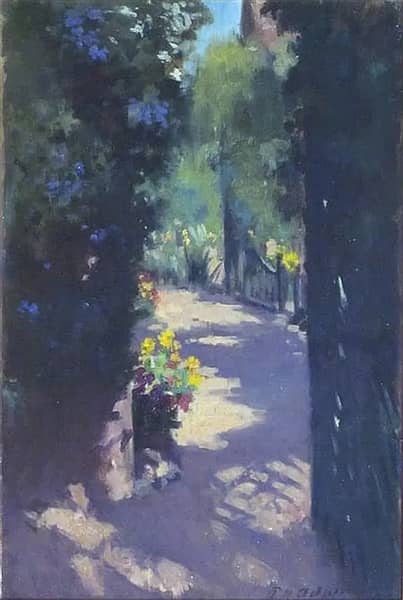 A Sunlit Garden Path by Patrick Adam | Oil Painting Reproduction
