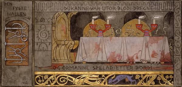 The First Hall by Gerhard Munthe | Oil Painting Reproduction