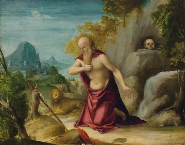The Penitent Saint Jerome by Lorenzo Costa | Oil Painting Reproduction