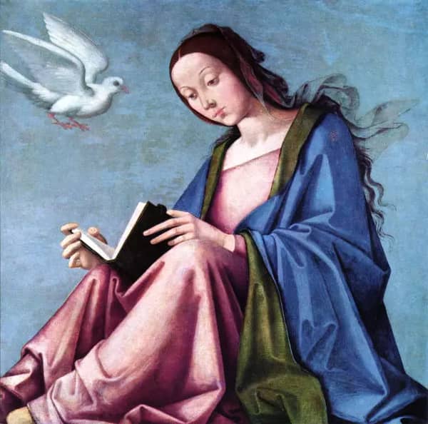 Mary at the Annunciation by Lorenzo Costa | Oil Painting Reproduction
