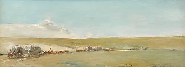 Covered Wagons by Walter Shirlaw | Oil Painting Reproduction