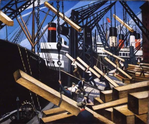 Loading Timber at Southampton Docks | Oil Painting Reproduction
