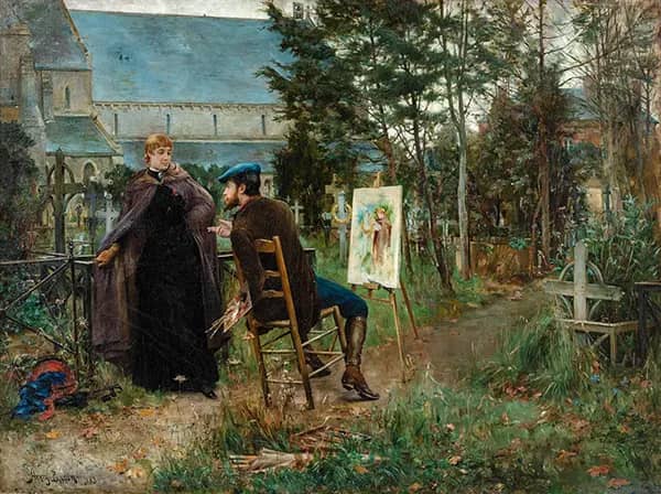Artist in the Garden 1883 by Henry Bacon | Oil Painting Reproduction
