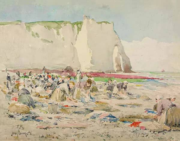 Clam Gatherers at Etretat by Henry Bacon | Oil Painting Reproduction