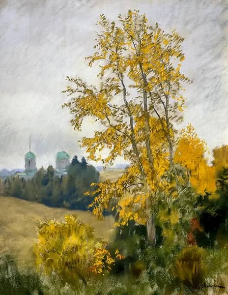 Autumn Landscape with Church by Isaac Levitan | Oil Painting Reproduction
