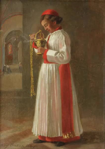 Young Alter Boy Holding Bronze Pot of Frankinsence | Oil Painting Reproduction