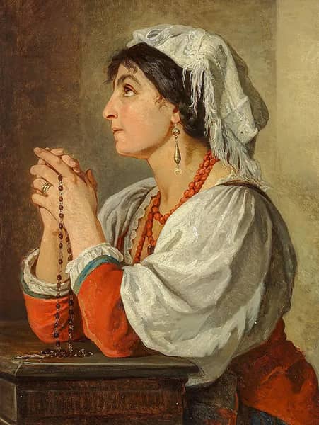 An Italian Woman with a Rosary | Oil Painting Reproduction