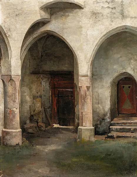 At Courtyard by Bertha Wegmann | Oil Painting Reproduction