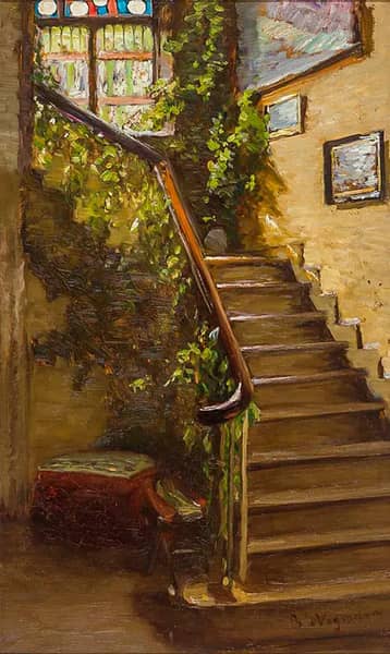 Interior of the Staircase by Bertha Wegmann | Oil Painting Reproduction