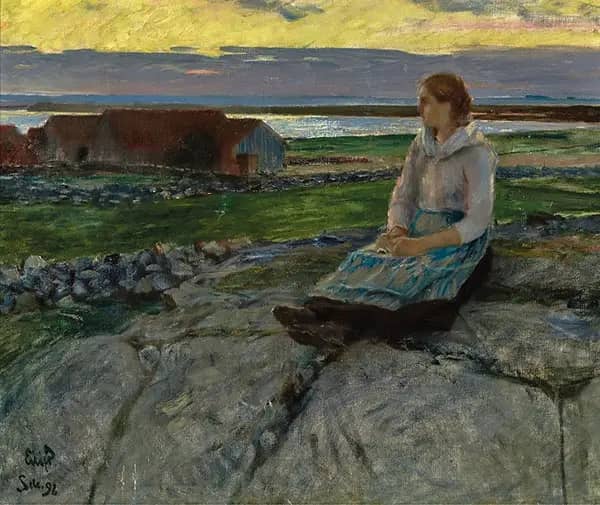 Gedine on a Hillock, 1896 by Eilif Peterssen | Oil Painting Reproduction