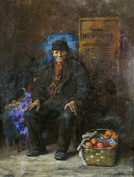 Italian Immigrant Fruit Seller | Oil Painting Reproduction