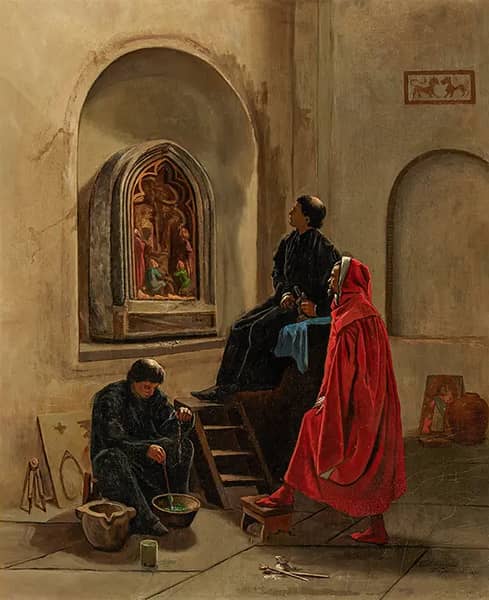 The Artist Paints the Church | Oil Painting Reproduction