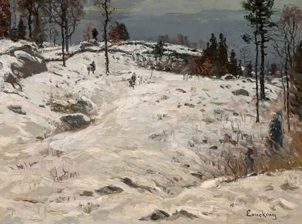 Winter Hillside by John Joseph Enneking | Oil Painting Reproduction