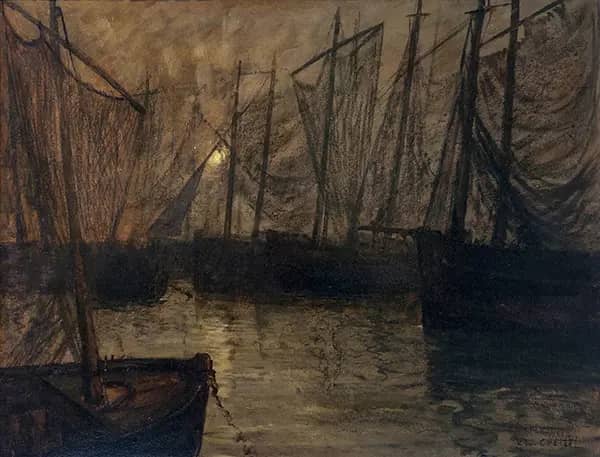 The Nets Evening Ray Camaret by Charles Cottet | Oil Painting Reproduction