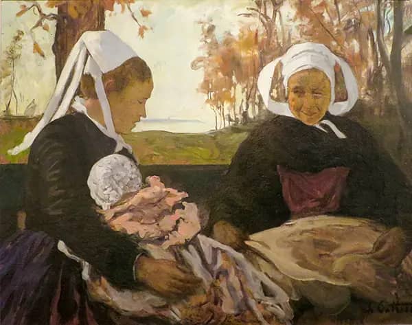 The Three Generations by Charles Cottet | Oil Painting Reproduction