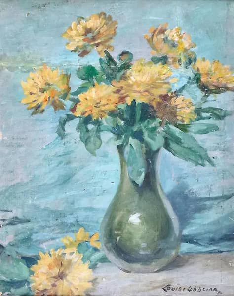 Vase of Chrysanthemums by Louise Abbema | Oil Painting Reproduction