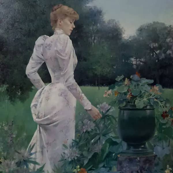 In the Flowers by Louise Abbema | Oil Painting Reproduction