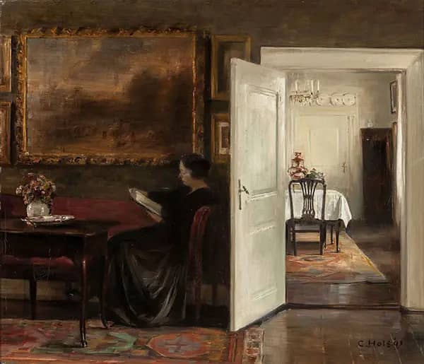 Reading on a Quiet Afternoon by Carl Holsoe | Oil Painting Reproduction