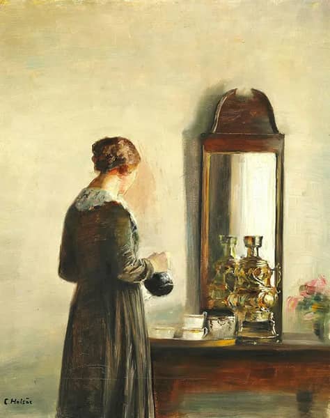 Interior with The Artist's Wife Pouring Coffee | Oil Painting Reproduction