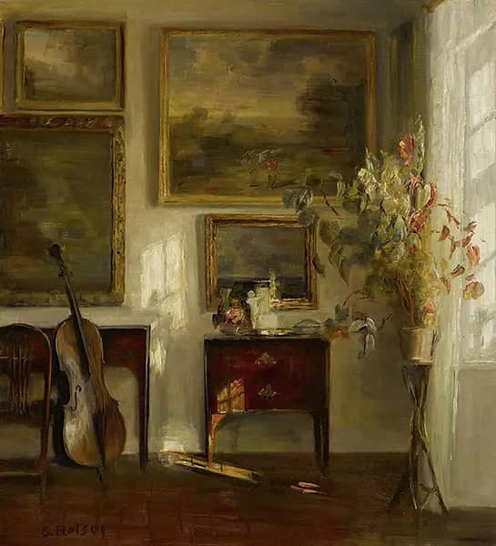 Interior with Cello by Carl Holsoe | Oil Painting Reproduction