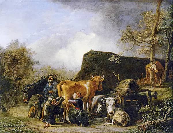 Woman Milking a Cow by Paulus Potter | Oil Painting Reproduction