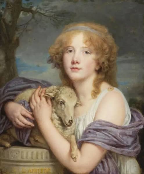 Girl with a Lamb by Jean Baptiste Greuze | Oil Painting Reproduction