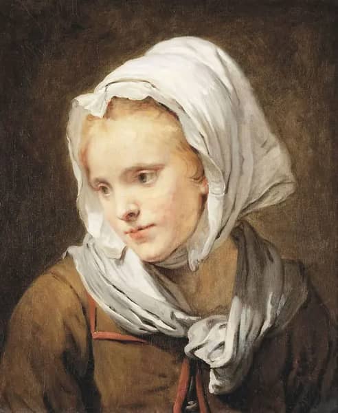 A Young Woman with White Headscarf | Oil Painting Reproduction