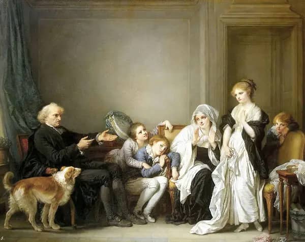 A Visit by a Priest by Jean Baptiste Greuze | Oil Painting Reproduction