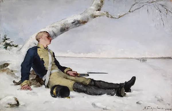 Wounded Warrior in the Snow | Oil Painting Reproduction