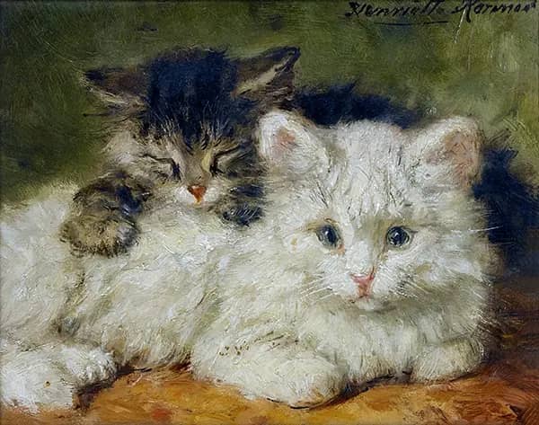 Two Kittens by Henriette Ronner Knip | Oil Painting Reproduction