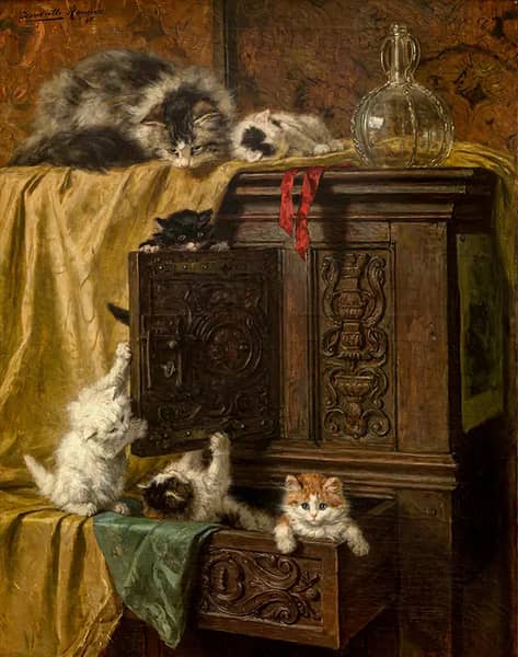 Misbehaving, 1897 by Henriette Ronner Knip | Oil Painting Reproduction