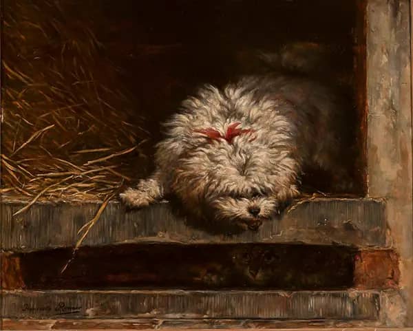 Dog with Cat by Henriette Ronner Knip | Oil Painting Reproduction