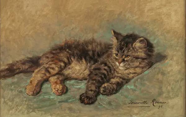 Cat Resting by Henriette Ronner Knip | Oil Painting Reproduction