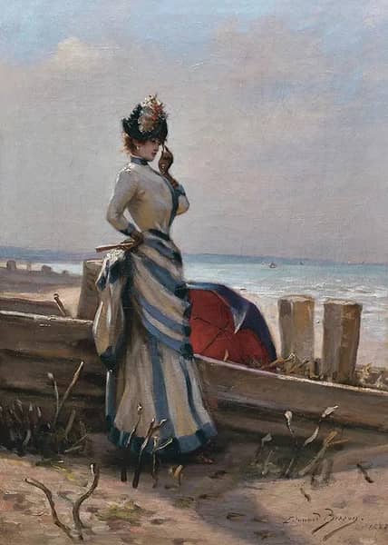 An Elegant Woman by the Sea by Edouard Bisson | Oil Painting Reproduction