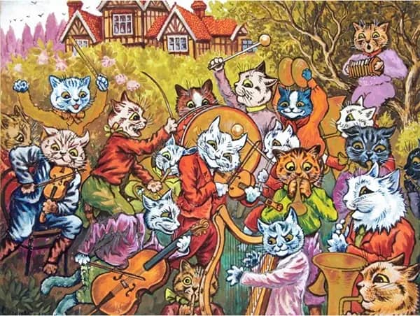 And The Band Plays On by Louis Wain | Oil Painting Reproduction