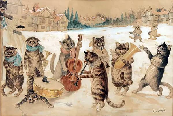 Carol Singer by Louis Wain | Oil Painting Reproduction