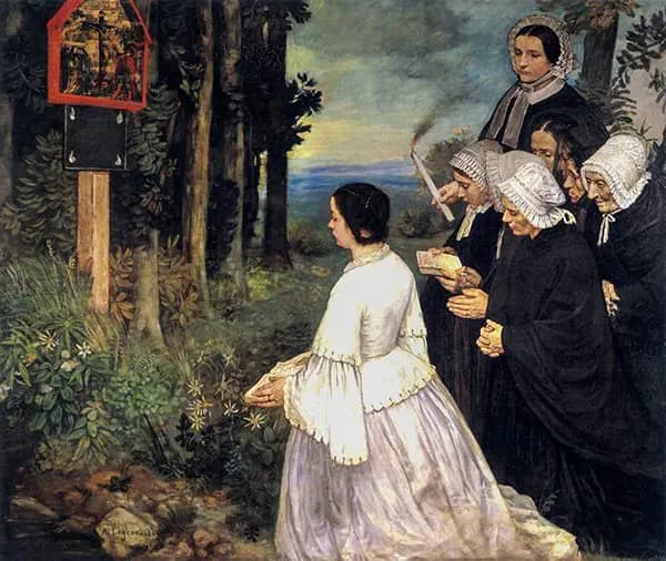 The Ex Voto Women Gathering in Front of an Ex Voto | Oil Painting Reproduction