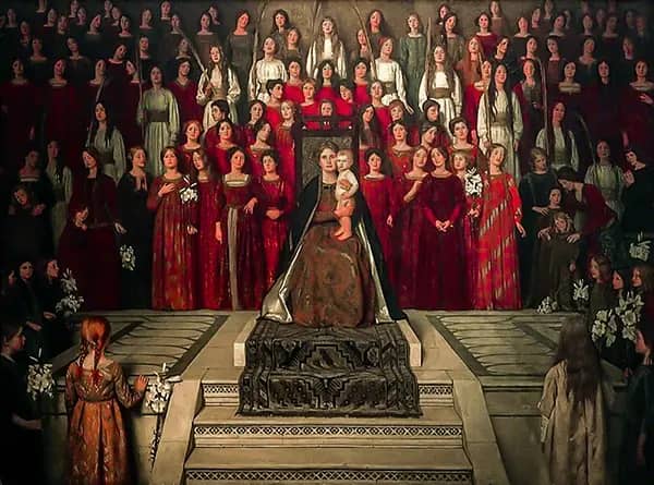 The Mother Enthroned by Thomas Cooper Gotch | Oil Painting Reproduction