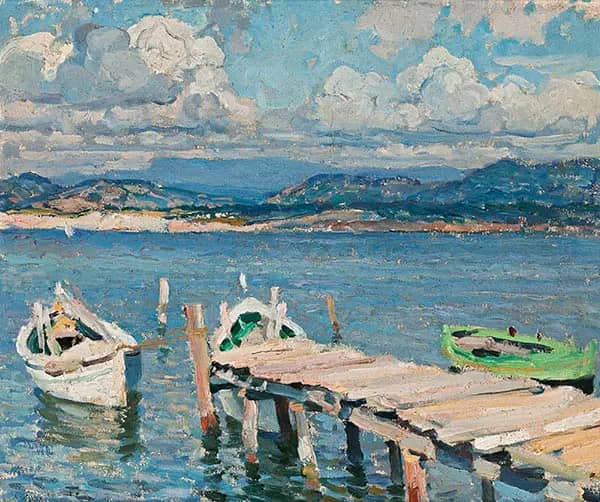 Fishing Boats and Jetty Le Brusc c1912 | Oil Painting Reproduction